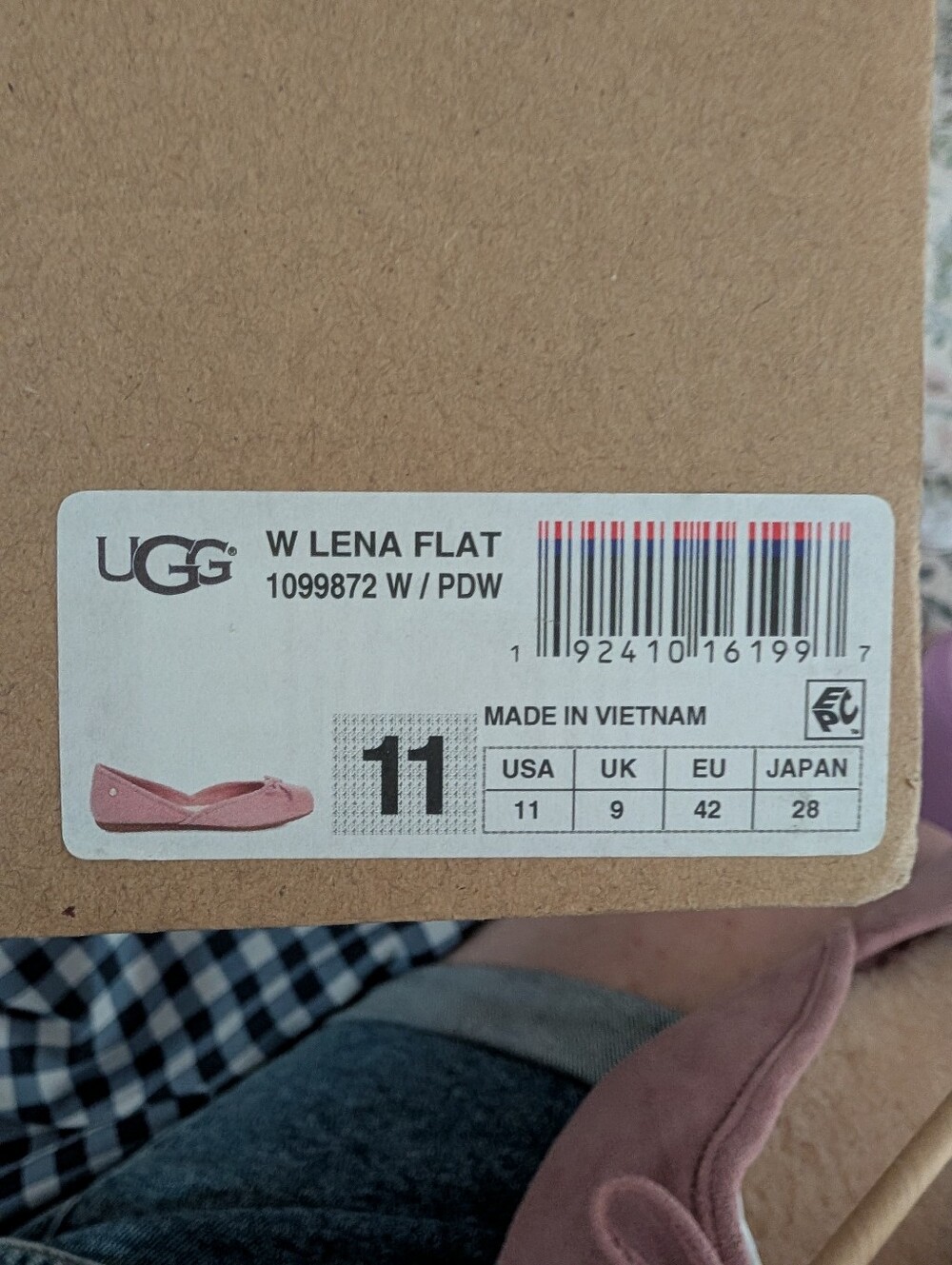 UGG Women's Pink Suede Bow-Front Slip-On Flats - Picture 5 of 5